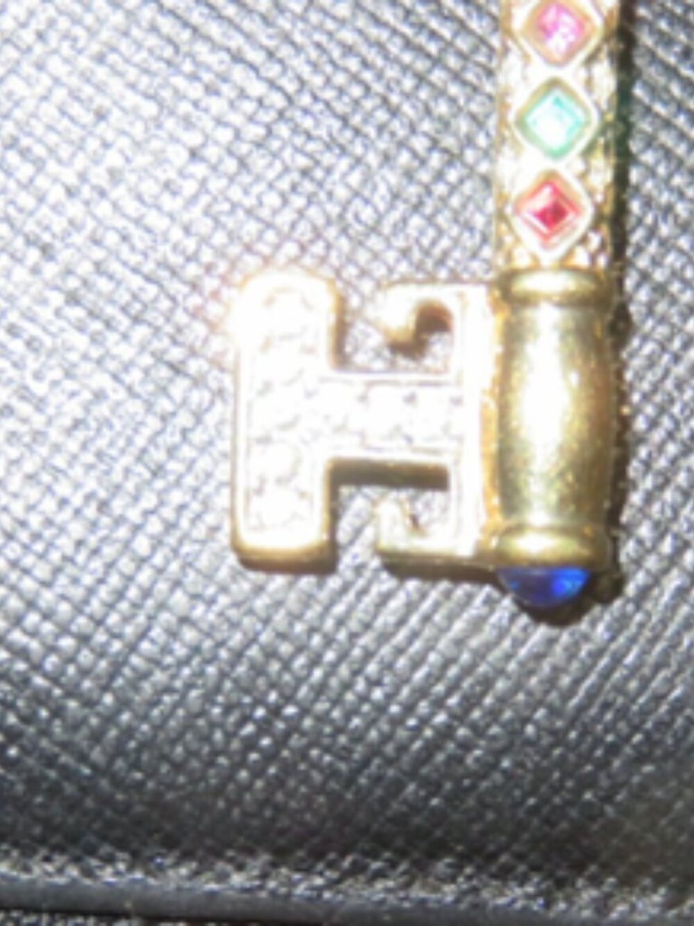 Tory Burch Gold Key Pendant Necklace w Crystal & Multicolor Stone Accents RARE - Picture 5 of 5